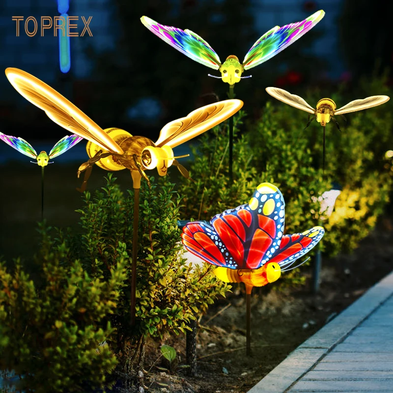 Dynamic Flying Wing LED Lamp Waterproof Garden and Christmas Yard Decor with Glowing Bee Butterfly Emitting White Green Light