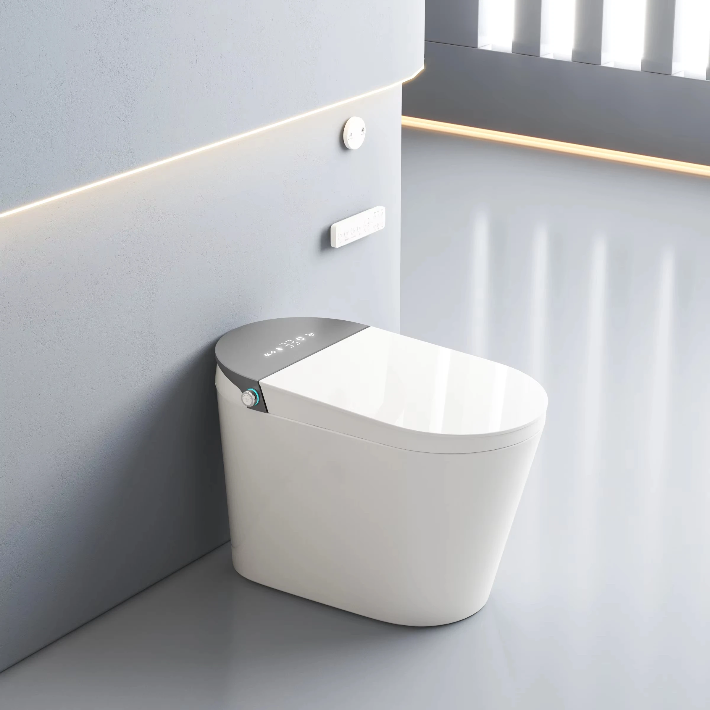 ADA Double U shape Automatic Flushing Modern and Simple Floor Mounted Ceramics Sanitary Siphon Flushing