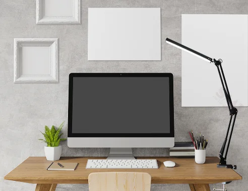 SML Three Grade Dimming Desk Light Office Study  LED Lamp with Timing Function Swing Arm Table Lamps