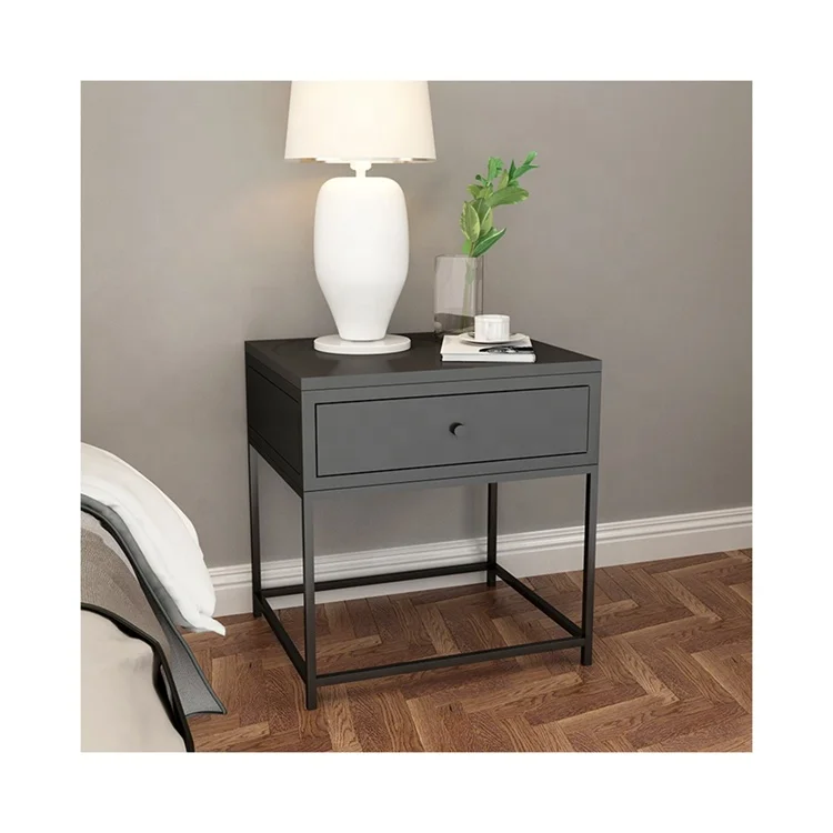 Nordic Luxury Metal Frame Wooden Bedside Table Nightstands Hotel Bedroom Nightstand With Drawer Corner Table Side Table