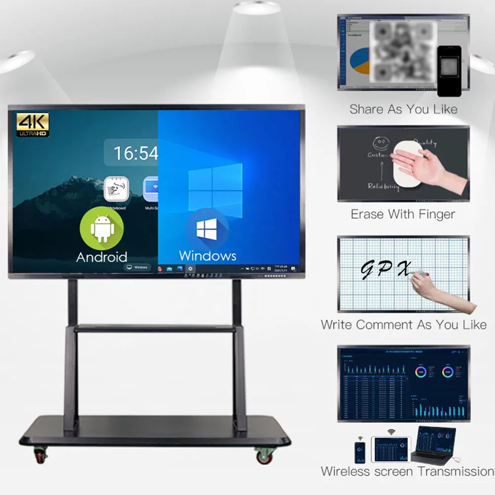 OEM ODM цифровая доска 4K win дисплей 55 65 75 86 дюймов Интерактивная плоская панель мульти сенсорный экран Смарт-плата