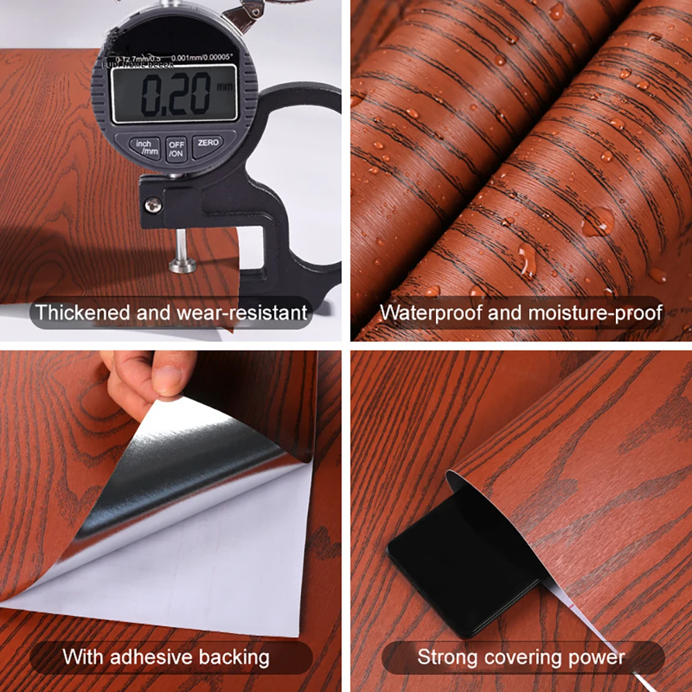 Wholesale Wood Grain Stick Film Self-Adhesive Panel for living room Wood Textured 3D Wallpaper for wall