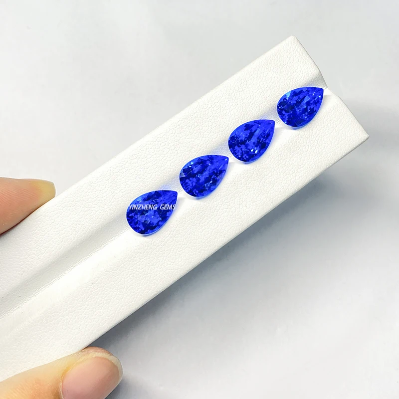 Custom Spinel Lab Grown Gemstone Ring Pendant Jewelry 5*7mm Pear Cut Blue Cobalt Spinel