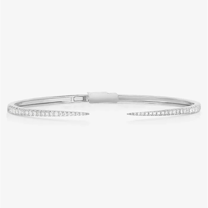 Statement Jewelry Open Design Adjustable Silver 925 Gold Plated Pave Diamond Claw Cuff Bracelet Women