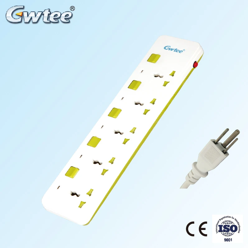 5  Outlet Surge Protector Power Strip with 5 independent switch button socket