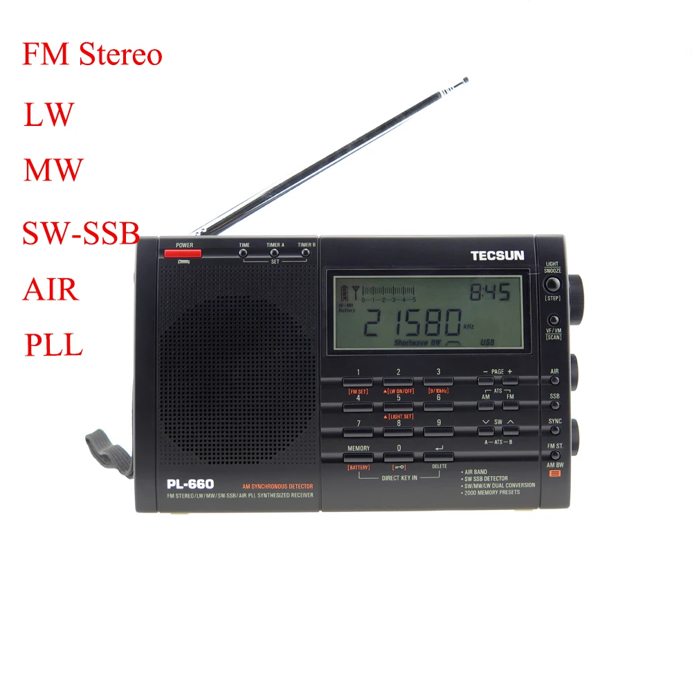 New TECSUN PL-660  Portable Dab Radio FM Stereo LW SW MW AIR PLL SSB World Band DSP Receiver Speaker