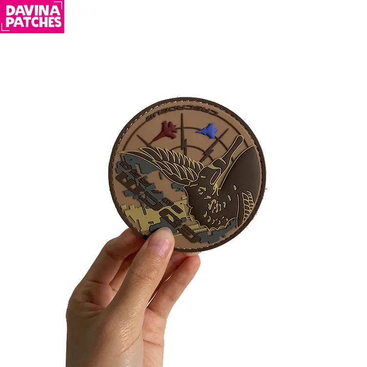 Davina High quality Customized Rubber 3D Logo Label PVC Embossed Engraved Rubber Patch For Armed Force
