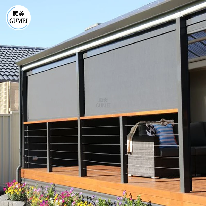 Easily Assembled Aluminium Roller Shades Outdoor Rainproof Motorized Zipped Screens