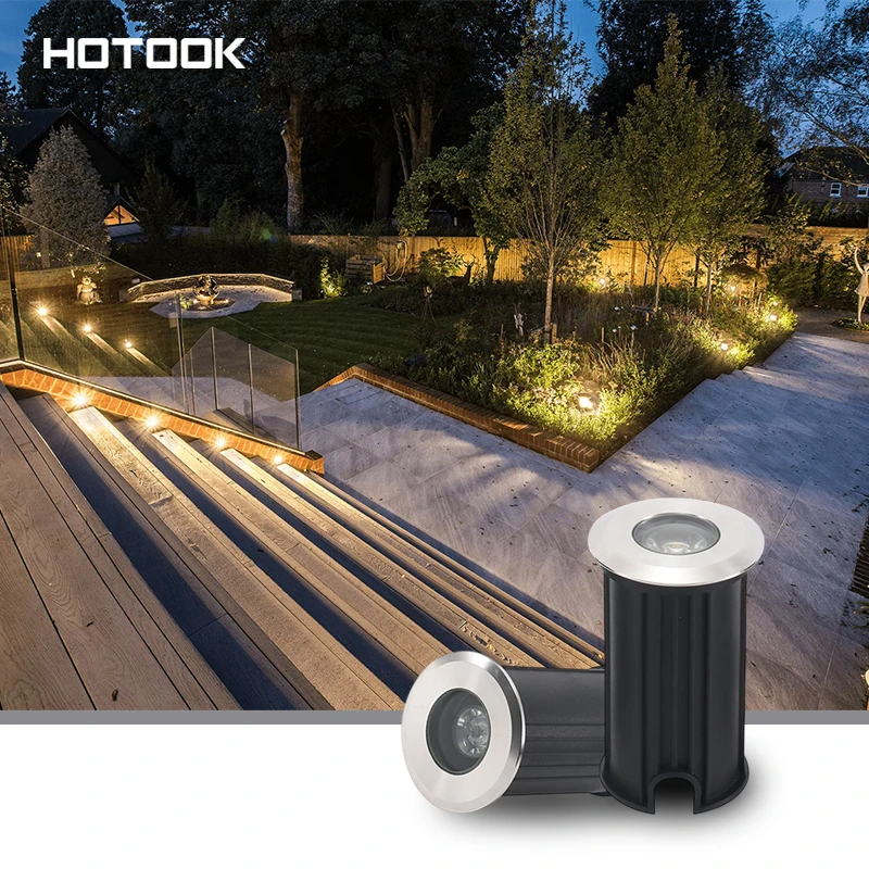 HOTOOK IP67 RGB Mini Spot LED Lights Waterproof Indoor/Outdoor Garden Stairs Deck Lighting White Underground Ingroud Lights