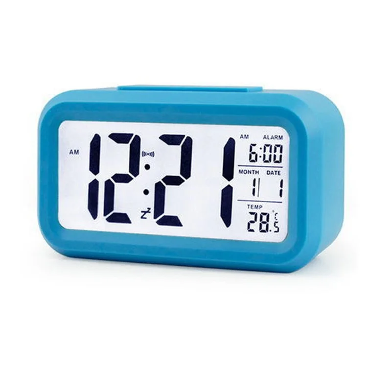 Smart Square Digital Clock with Lazy Snooze and Mute Backlight Resin Body Creative Electronic Calendar Display for Dining Room