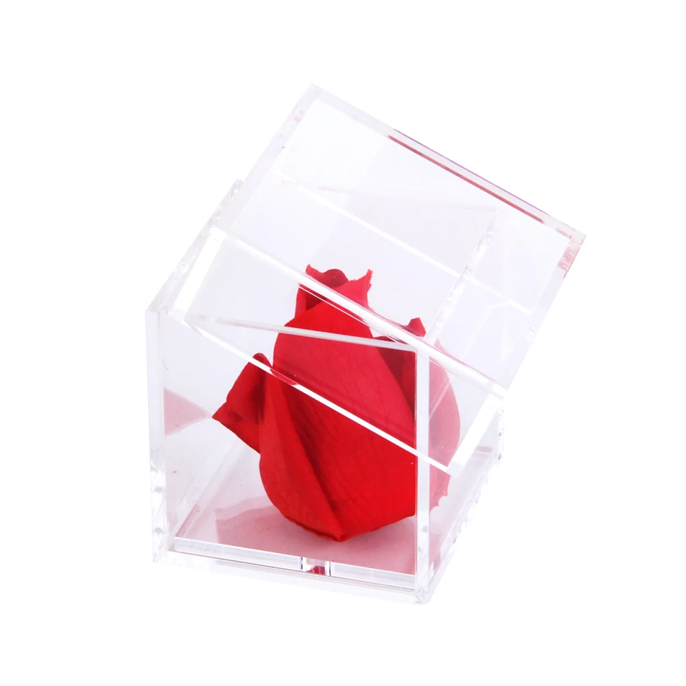 Wholesale Gift Clear Acrylic Single Rose Box Custom Gift Flower Acrylic Flower Box For Preserved Flower