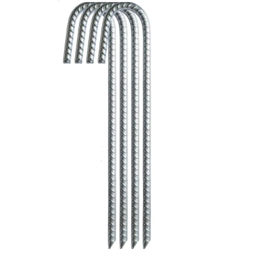 20 inch height Galvanized Steel J Hook Anchor Ground Stakes rebar stake peg For Dog Kennels