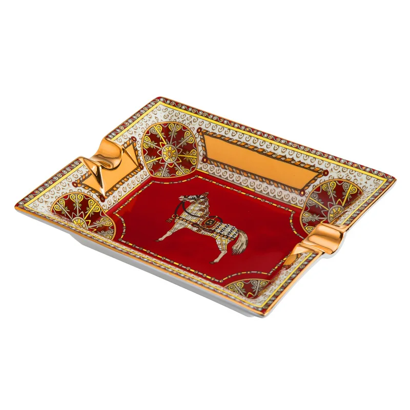 Fashion design desktop high quality painted custom ceramic cigar ashtray manufacturers wholesale