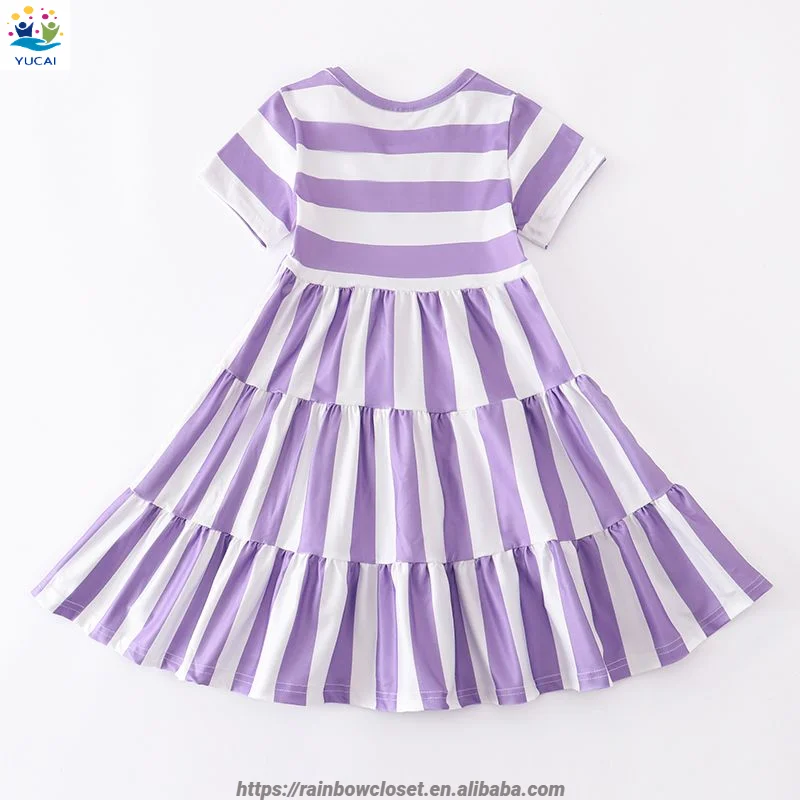 Teenager Girls Vintage Stripes Dress Children Casual Cotton Wearing Child Boutique Summer Outfits Clothing Short Sleeve Pattern
