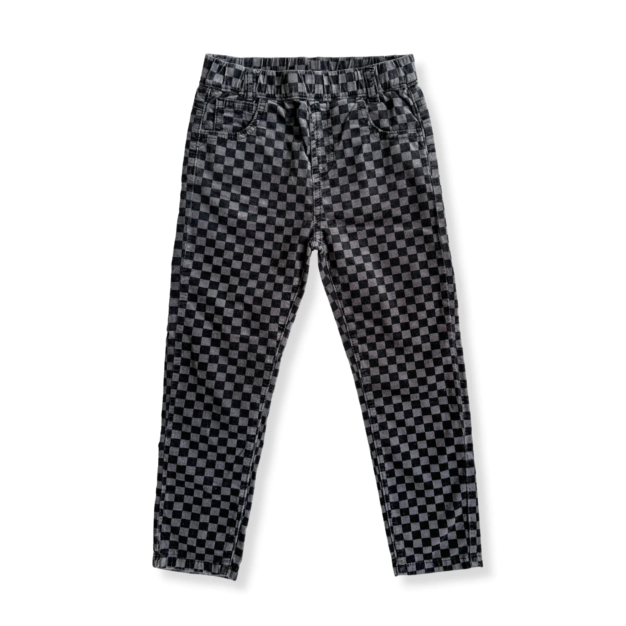 Custom Boys Checker Cozy  Corduroy Pants Casual Elastic Waist Kids Trouser Boy Baby Clothes