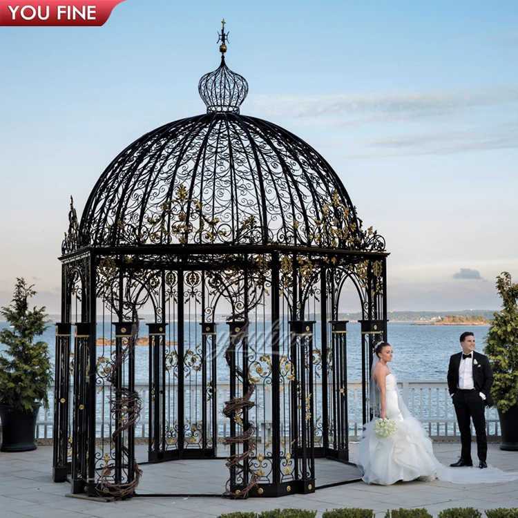Outdoor Event Used Round Metal Decorated Wrought  Iron Gazebo