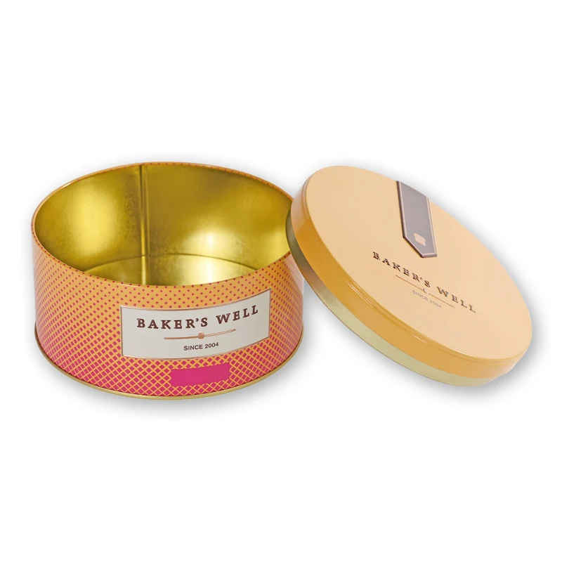Factory Hot Sell Empty Biscuit Box with Airtight Lid Round Cookie Tin Can