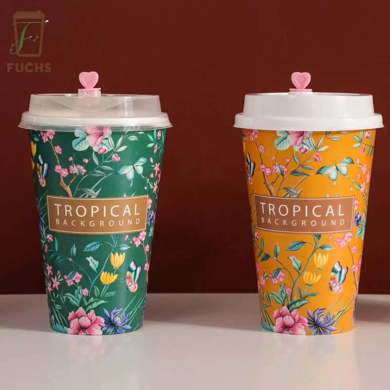 3/4/7/8/9/12/16 oz Customized Logo Eco-friendly PE Coating Paper Cup Disposable Coffee Cups With Lid