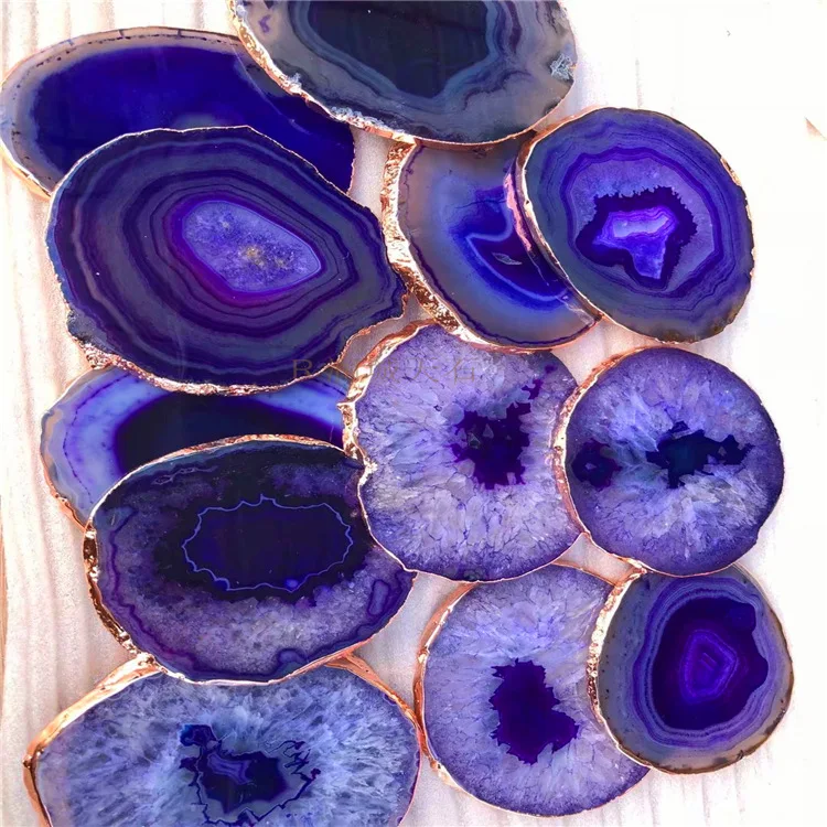 2023 Ins Home Decor Natural Shape Agate Slice Coaster Set Large Agate Coaster