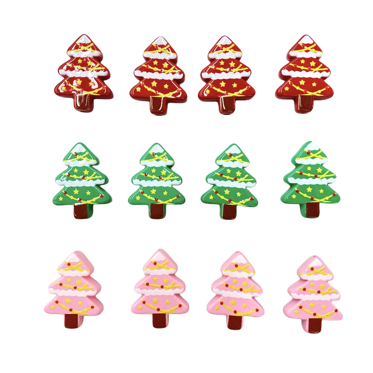 50pcs Happy Christmas cute cartoon Christmas tree acrylic beads for DIY bracelet jewelry pen pendant Handmade material