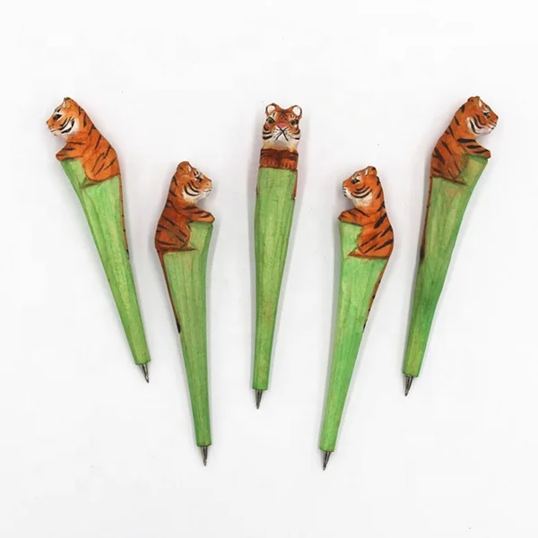 Smooth Writing Animal Style Wood Carving Pen Rogue Rabbit Shape Ballpoint Pens