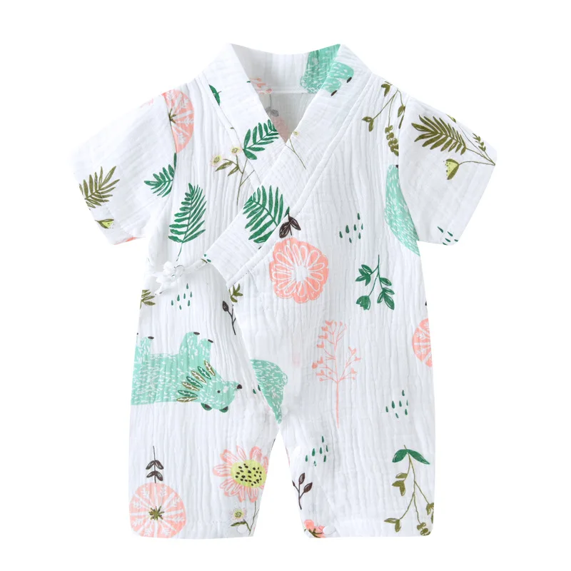 Baby Onesie Summer Gauze Short-Sleeved Clothing Network Red Baby Pure Cotton Thin Pajamas