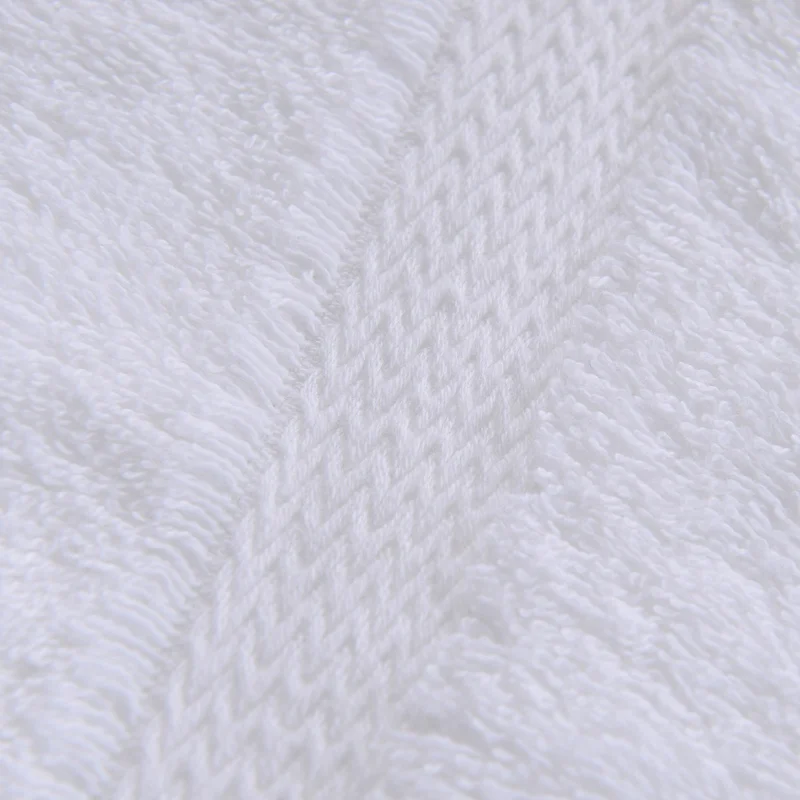 QUANZHEN 100% Cotton Hotel Towel Set Custom Logo 5-Star White Bath Face Hand Towels with Plaid Pattern Nonwoven Technics