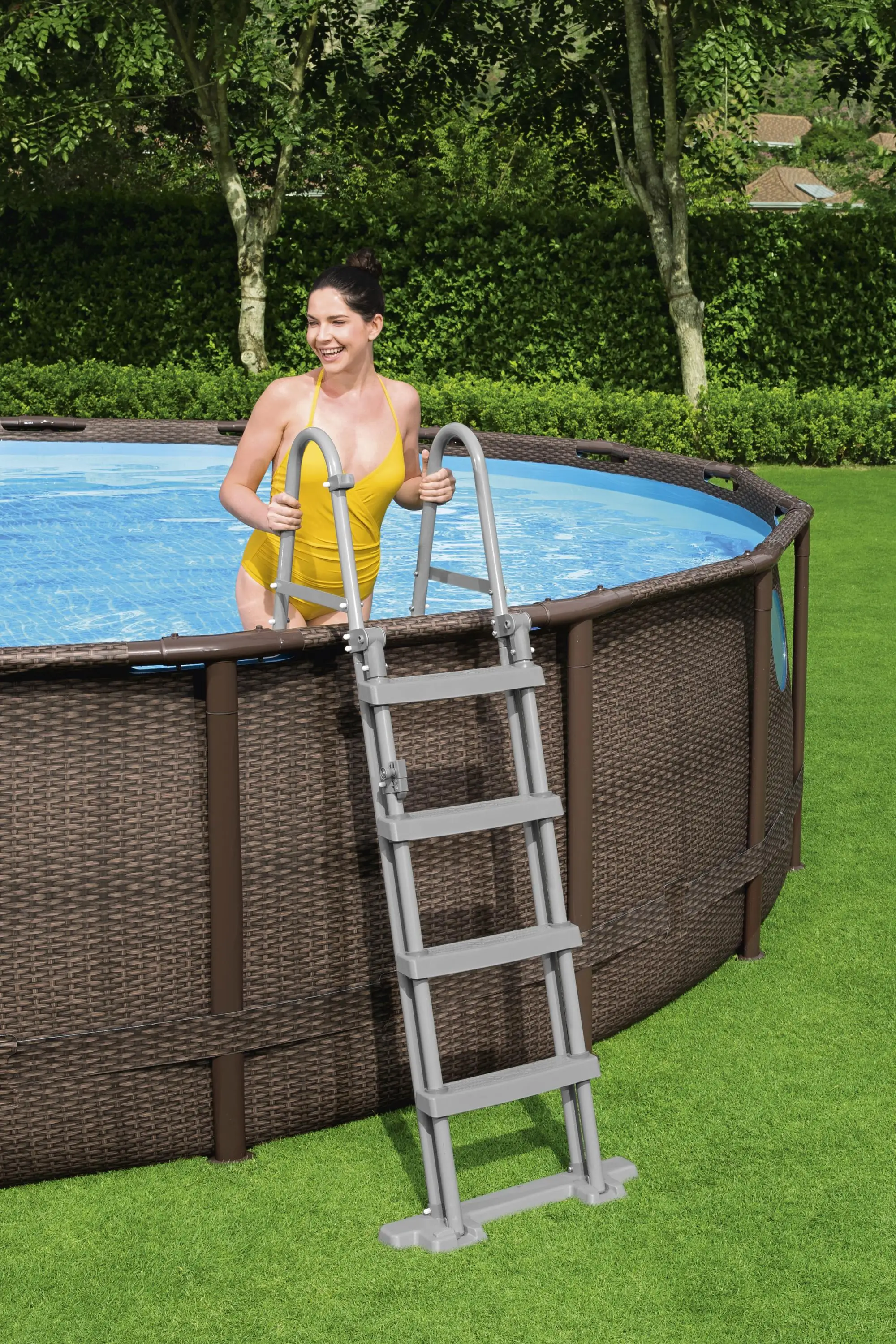 Bestway-56977 Power Steel Swim Vista Series Ii Above Ground Pool Set Round Frame Swimming Pool