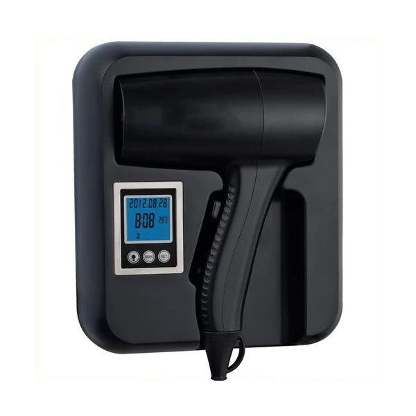 Black Color ABS Plastic 110V 220V Fire Prevention Hotel Bathroom Wall Mounting Hair Dryer with Bracket