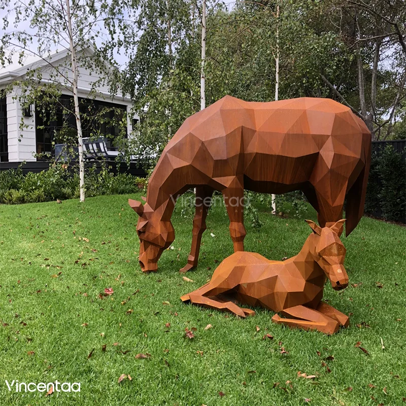 Vincentaa Outdoor Garden Corten Horse Sculpture Custom Large Modern Art Sculpture