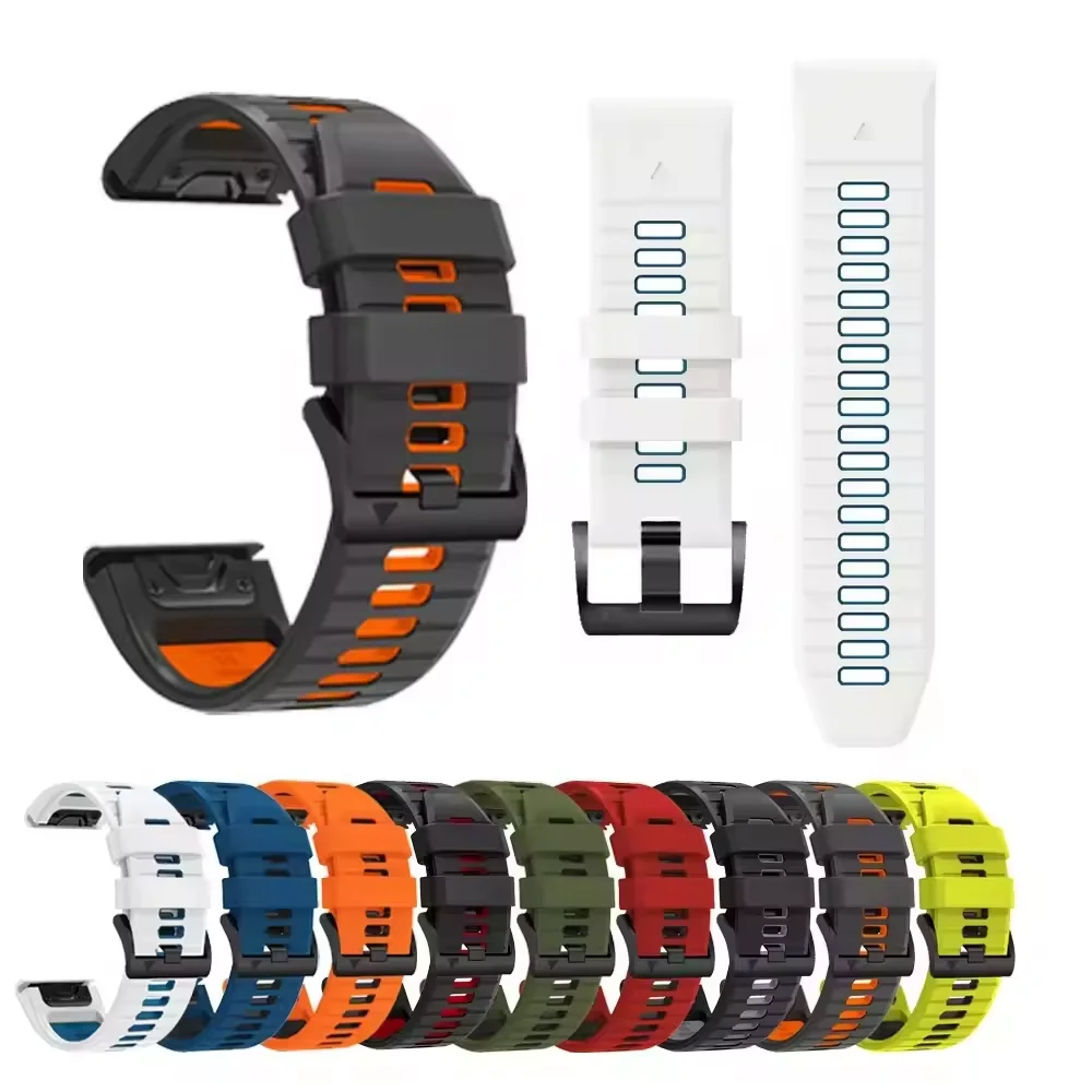 22mm 26mm Quick Release Double Colors Silicone  Watch Silicone for Garmin Fenix7x/7xpro/6x/5x Fenix7/7pro/6