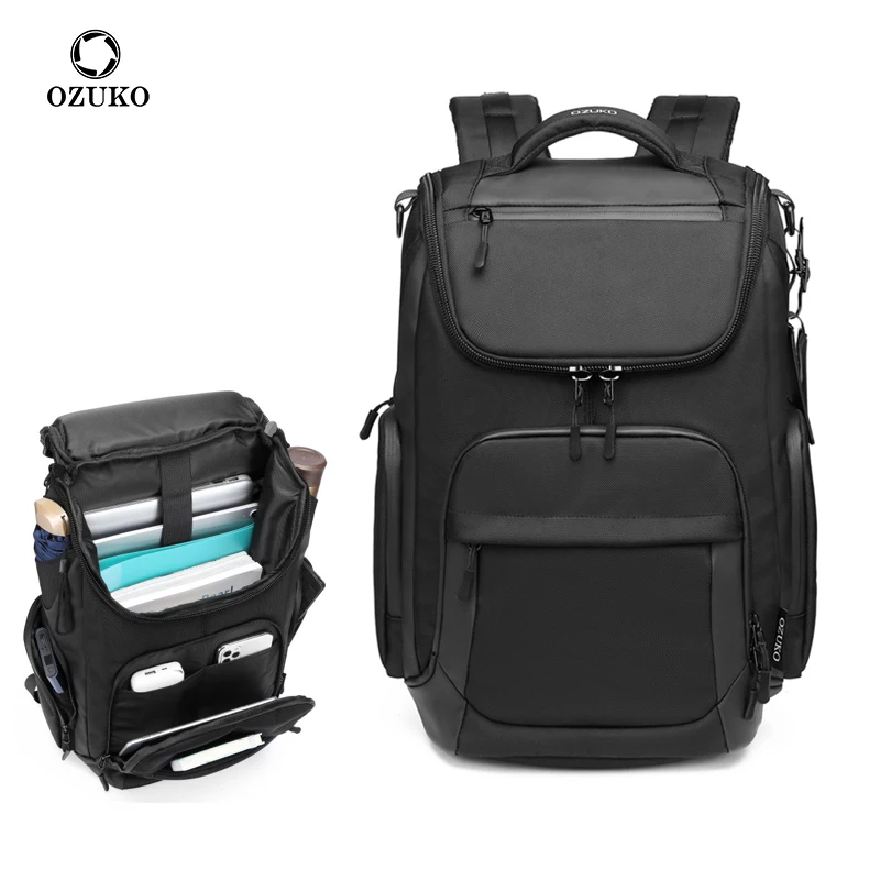 Ozuko 9409 Anti Theft Custom Travelling Backpack Business Laptop Bag Computer 15.6 Inch Men Waterproof Backpack Bag