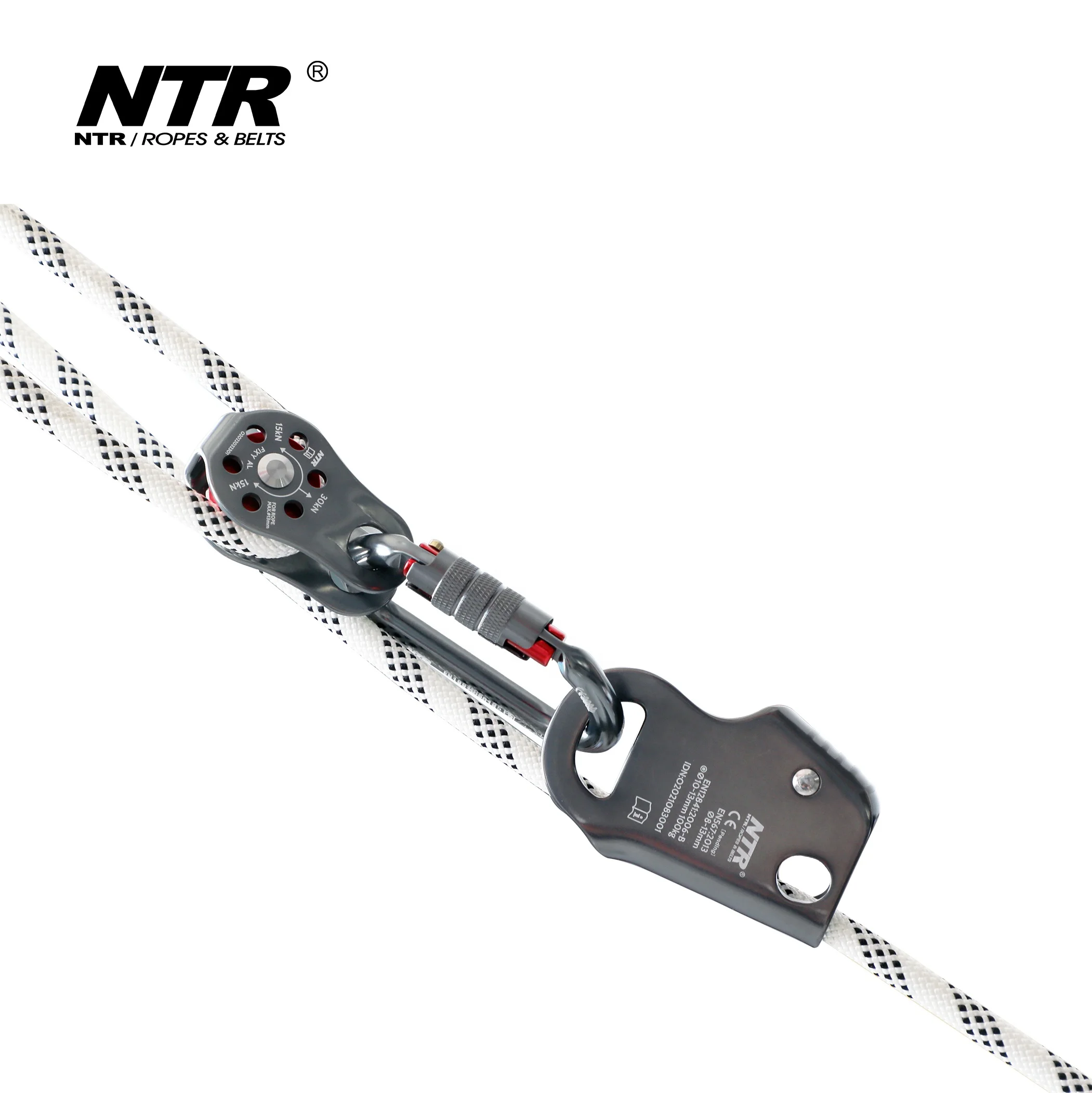 Rope Pulley 30KN Aluminum Alloy Single Swivel Pulley Fixed Tree Rock Climbing Pulley Rappelling Arborist Rescue