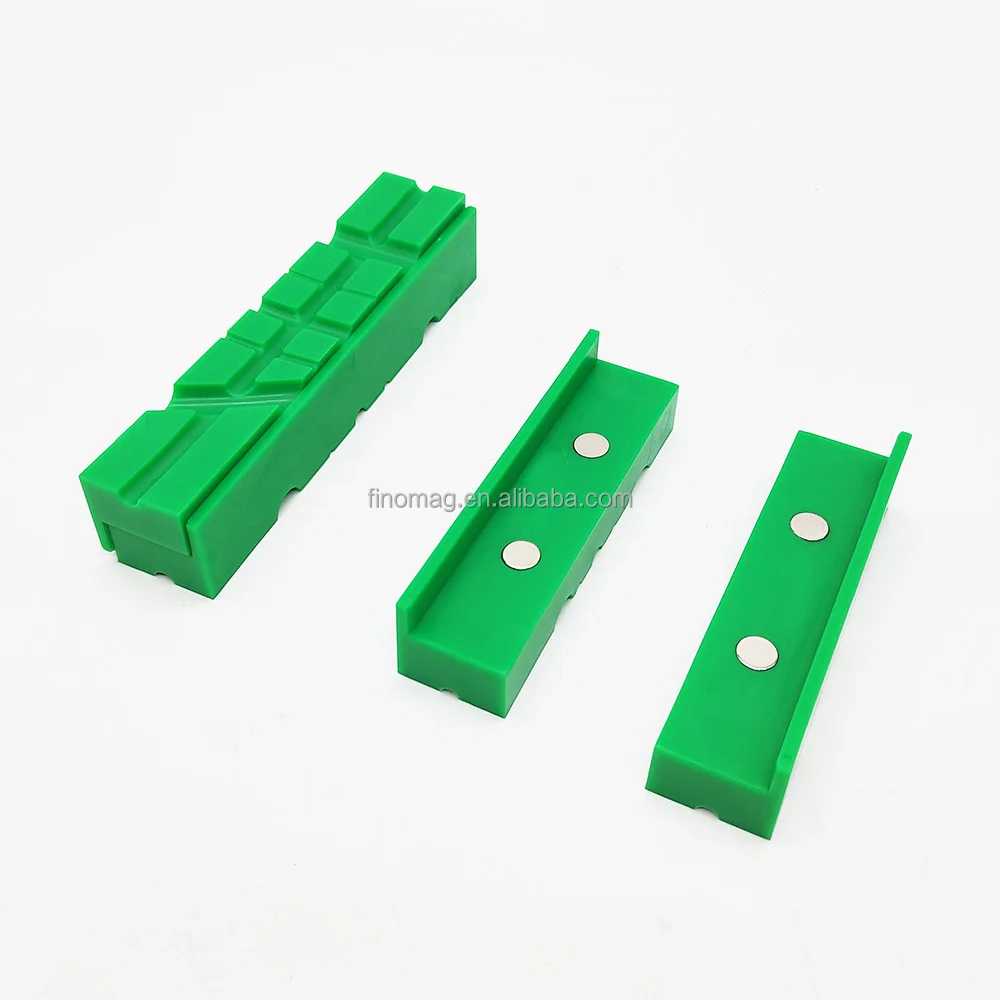 Strongly Magnetic Vise Jaw Pads, TPU, Multi-groove and Textured Inserts, for Clamping Woodworking Metal Plastics