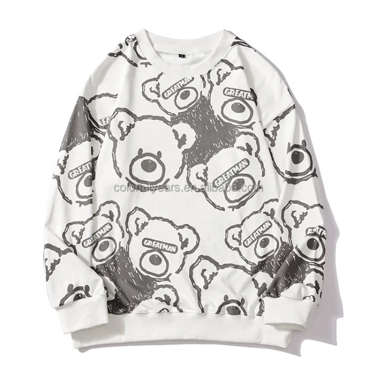 Heavyweight Plain No String Wholesale Mans Crewneck Sweater Sweatshirt Patchwork Teddy Bear Full Print Anime Hoodies