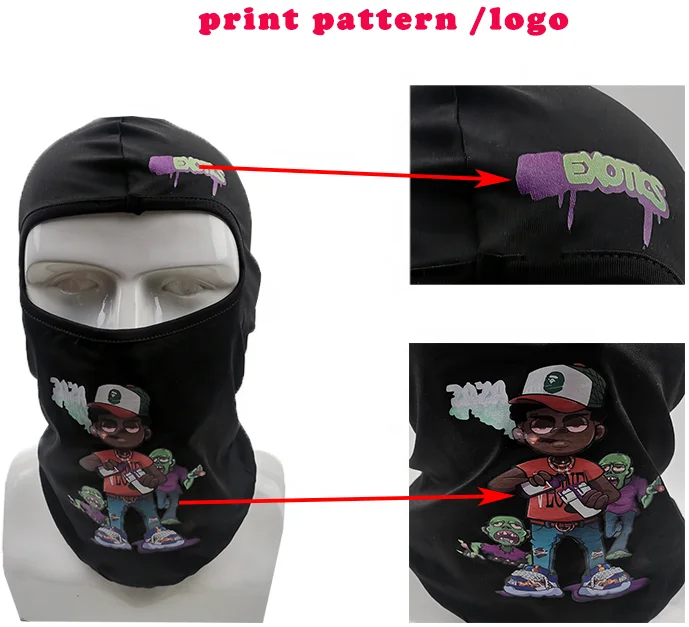 Balaclava Custom logo pattern face mask Knit Full over print Face Cover Ski Mask 1 hole balaclava cap hat