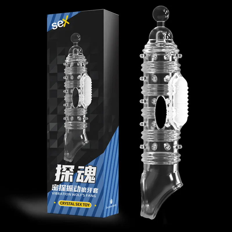 crystal washable vibration condom ring with vibrator sex toys condom for man woman