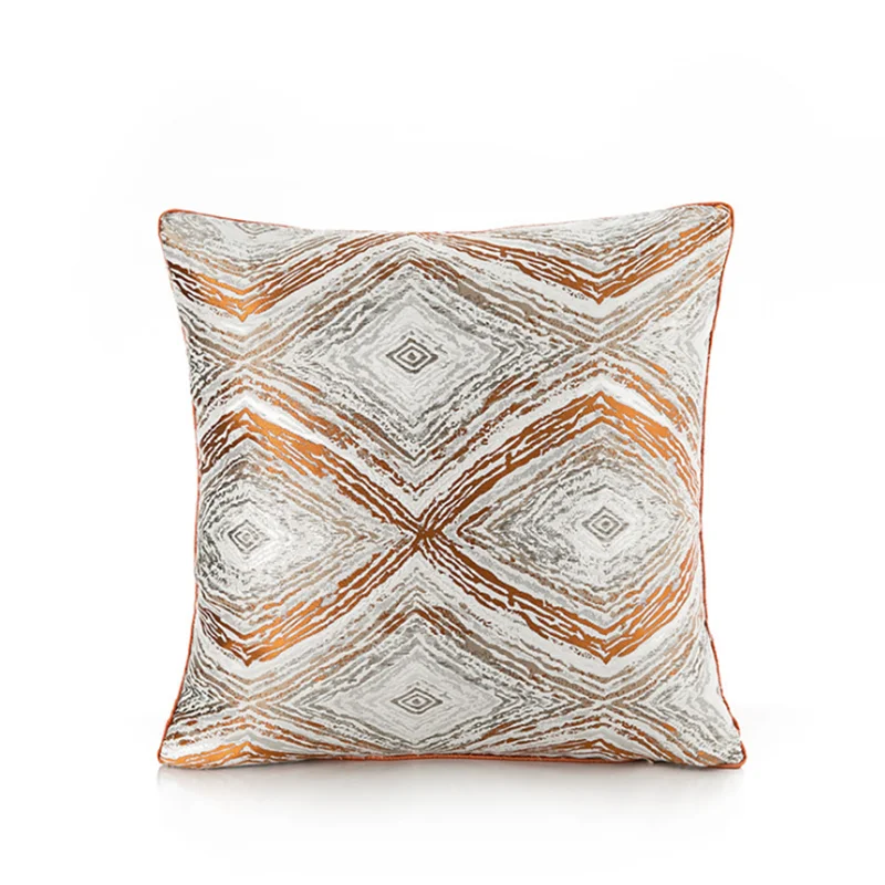Light luxury orange jacquard pillow model home furnishing museum living room sofa cushion waist pillowcase custom