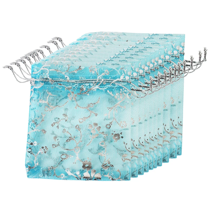 High Quality Fashion Flower Organza Bags Drawstring Jewelry Packaging Bags Wedding Christmas Gift Pouches Bag 8x10cm