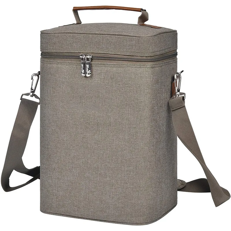 4 Bottles Insulated Tote Carrier Bag Custom Logo Adjustable Shoulder Strap Perfect Wine Lover Gifts Wine Cooler Bag With Divider