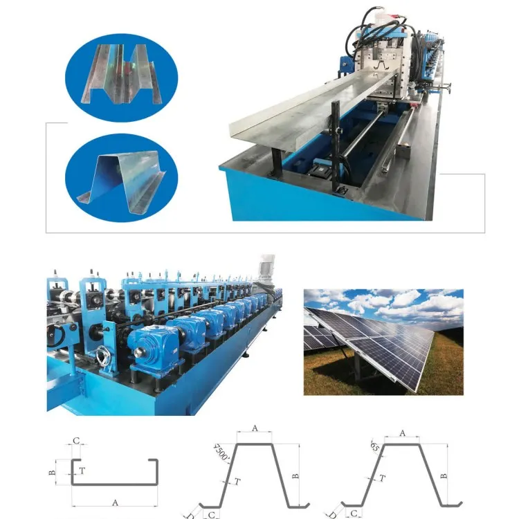 Automatic U shape Strut Channel making machine Solar Photovoltaic Bracket Panel Mounting Structure Roll Form Machine
