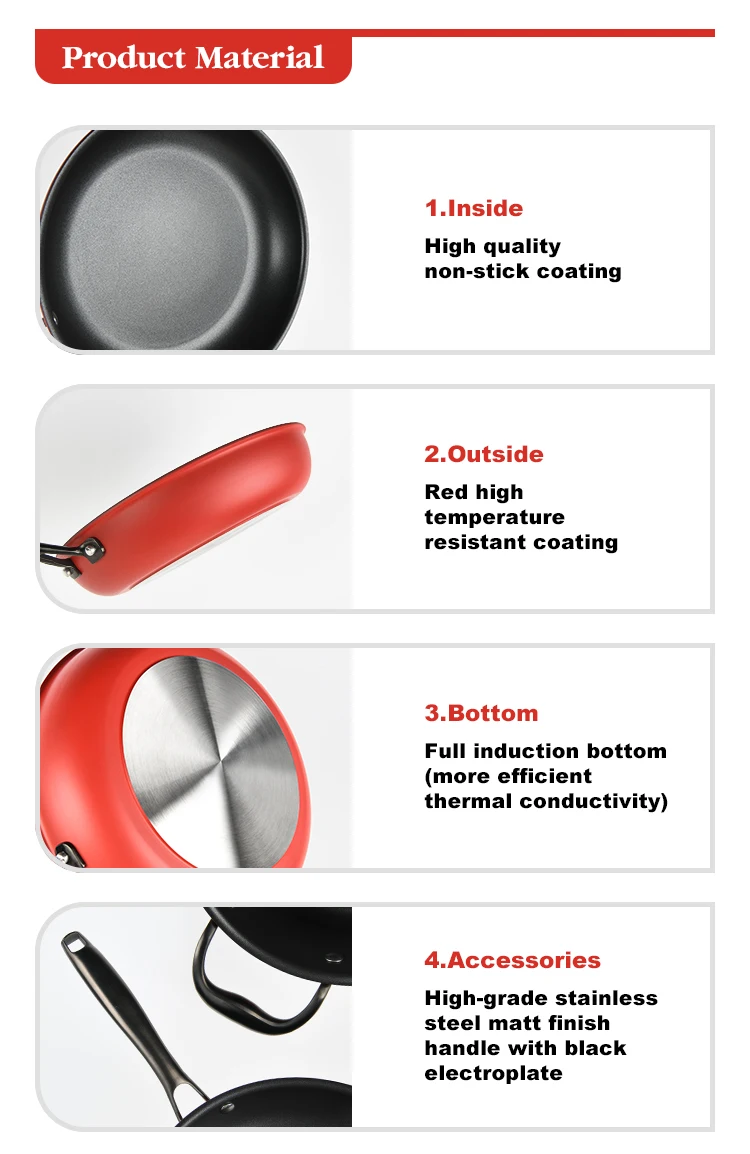 Zhongheng OEM Elegance series Pressed aluminium cookware non stick cookware set induction Base Full induction bottom