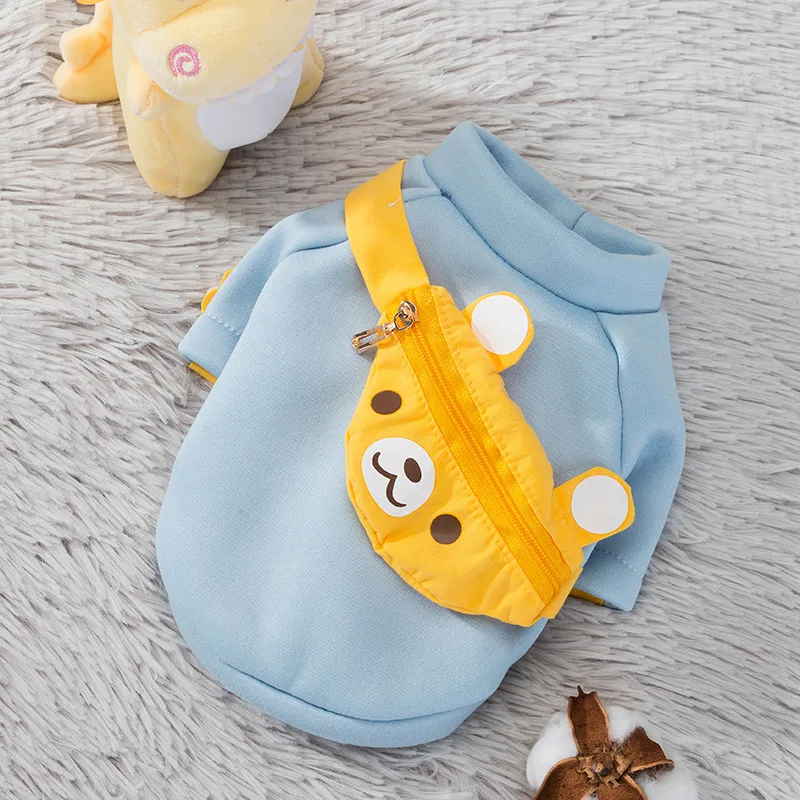 Spring Autumn Dog Casual Wear With Bear Backpack Two-legged Pet Casual Dress Clothes