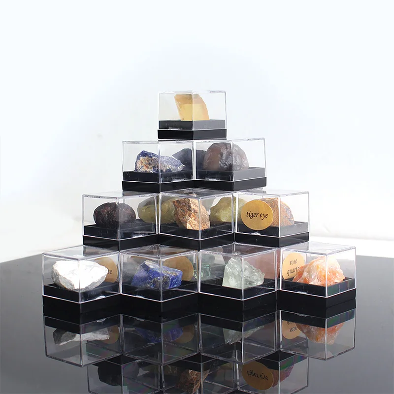 Natural Mixed Rough Gems Gravel Mineral Specimen Mini Raw Crystal Box For Healing Birthday Educational Gift