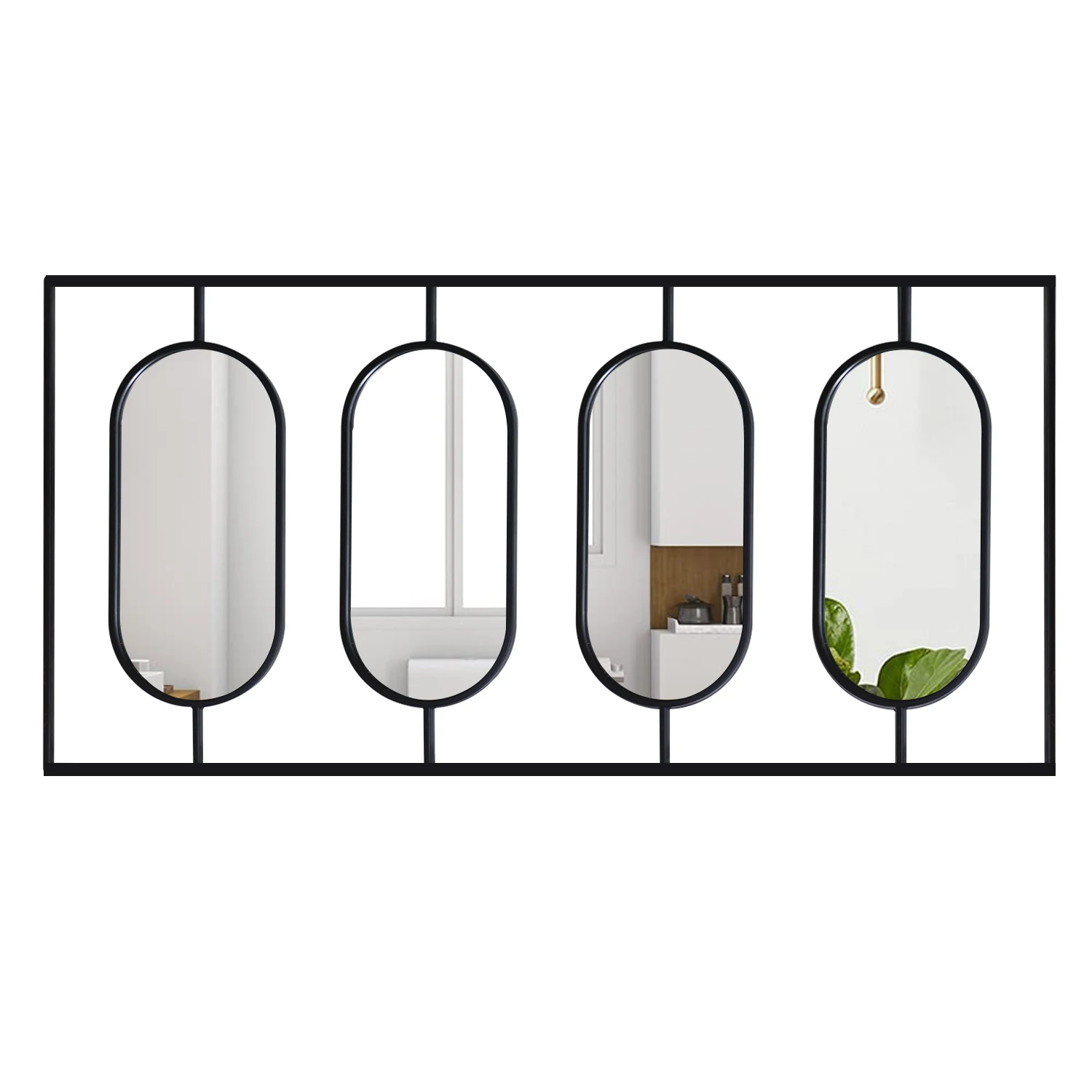 Modern design Large wall hanging  iron mirror black metal metal frame mirror