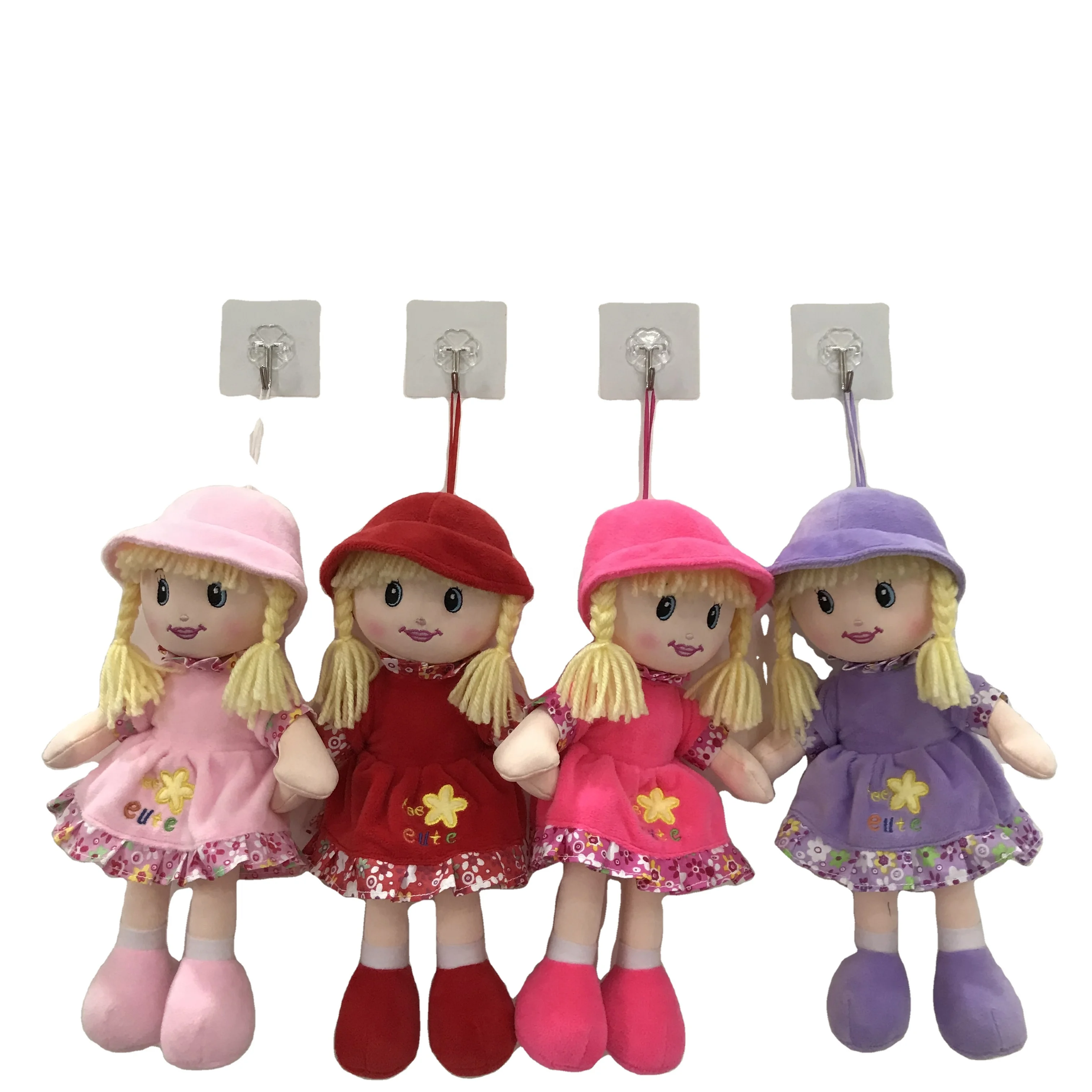 Cheap cute colourful plush rag dolls soft plush cloth dolls stuffed plush rag girl dolls