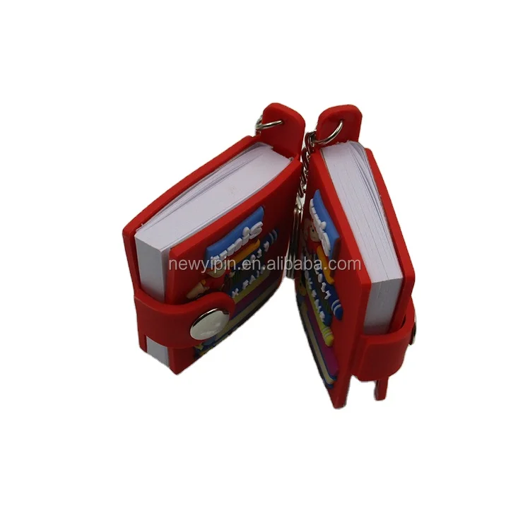 Ideal gifts school company advisement key chain Mini Book 3D Rubber Keyring Custom notebook Shape 3D Soft PVC Keychain