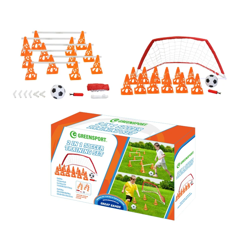 2 in 1 Soccer goal set with agility cone and soccer ball soccer training equipment for kids