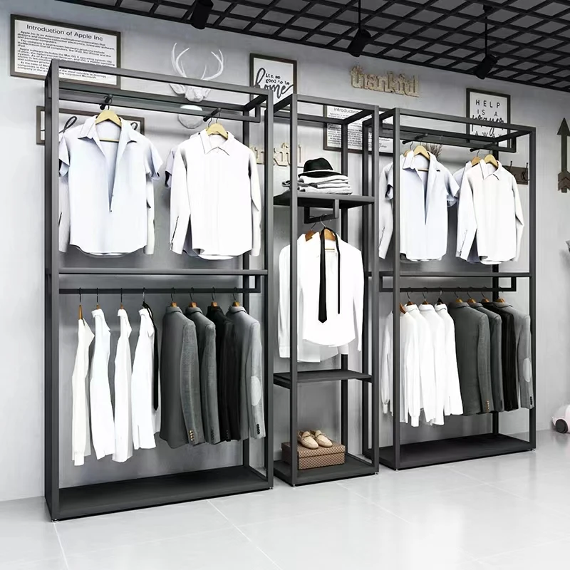 Customized fashion metal shop fitting lady apparel retail store stand gold clothes display garment boutique clothing rack