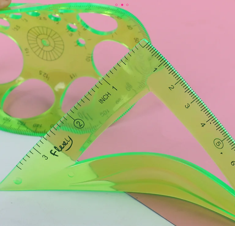 PVC material flexible geometric ruler set with combination color